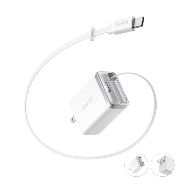 Anker charger with USB-C InstaCord for fast charging