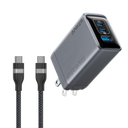 Anker Prime Charger (100W, 3 Ports, GaN) and Anker USB-C to USB-C Cable (3 ft / 6 ft, 240W, Upcycled-Braided)
