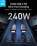 Anker Prime Charger (100W, 3 Ports, GaN) and Anker Prime USB-C to USB-C Cable (240W, Upcycled-Braided)