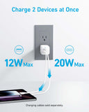 Anker charger for charging two devices with 12W and 20W ports.