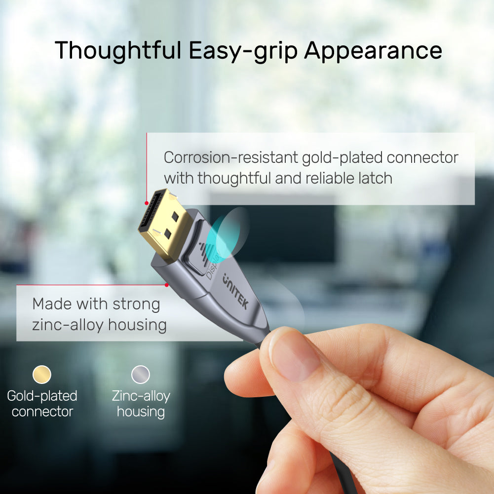 8K Fiber Optic DisplayPort 1.4 Cable (8K @60Hz, 4K 144Hz, 1440p @240Hz)