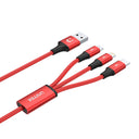 3-in-1 USB-A to USB-C / Micro USB / Lightning Multi Charging Cable (Red Edition)