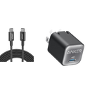 Anker Nano Charger (30W) and New Nylon USB-C to USB-C 100W Cable (10 ft)