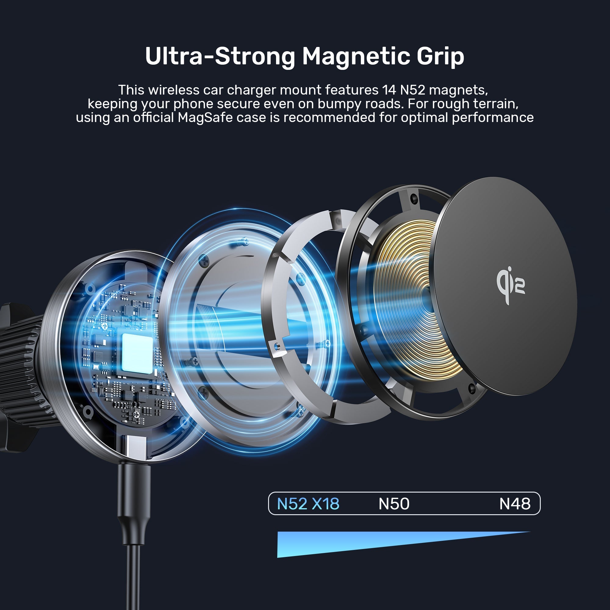 Qi2 Magnetic Wireless Car Charger