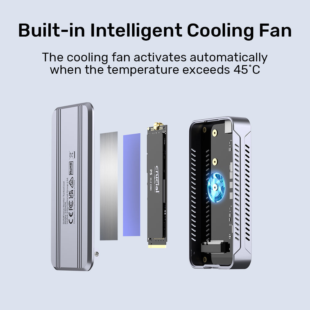 SolidForce Reefer TurboCool USB4 40Gbps M.2 SSD Enclosure with Cooling Fan