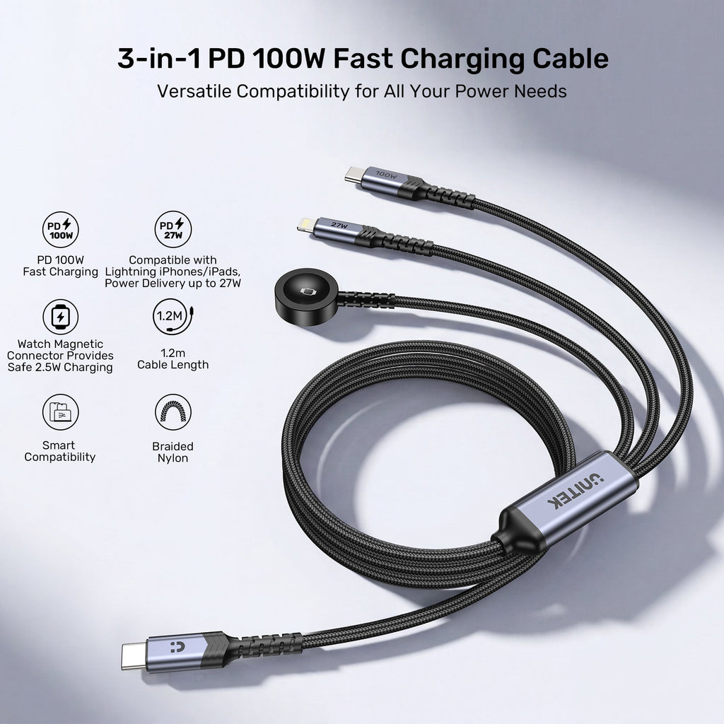 3-in-1 PD 100W Fast Charging Cable