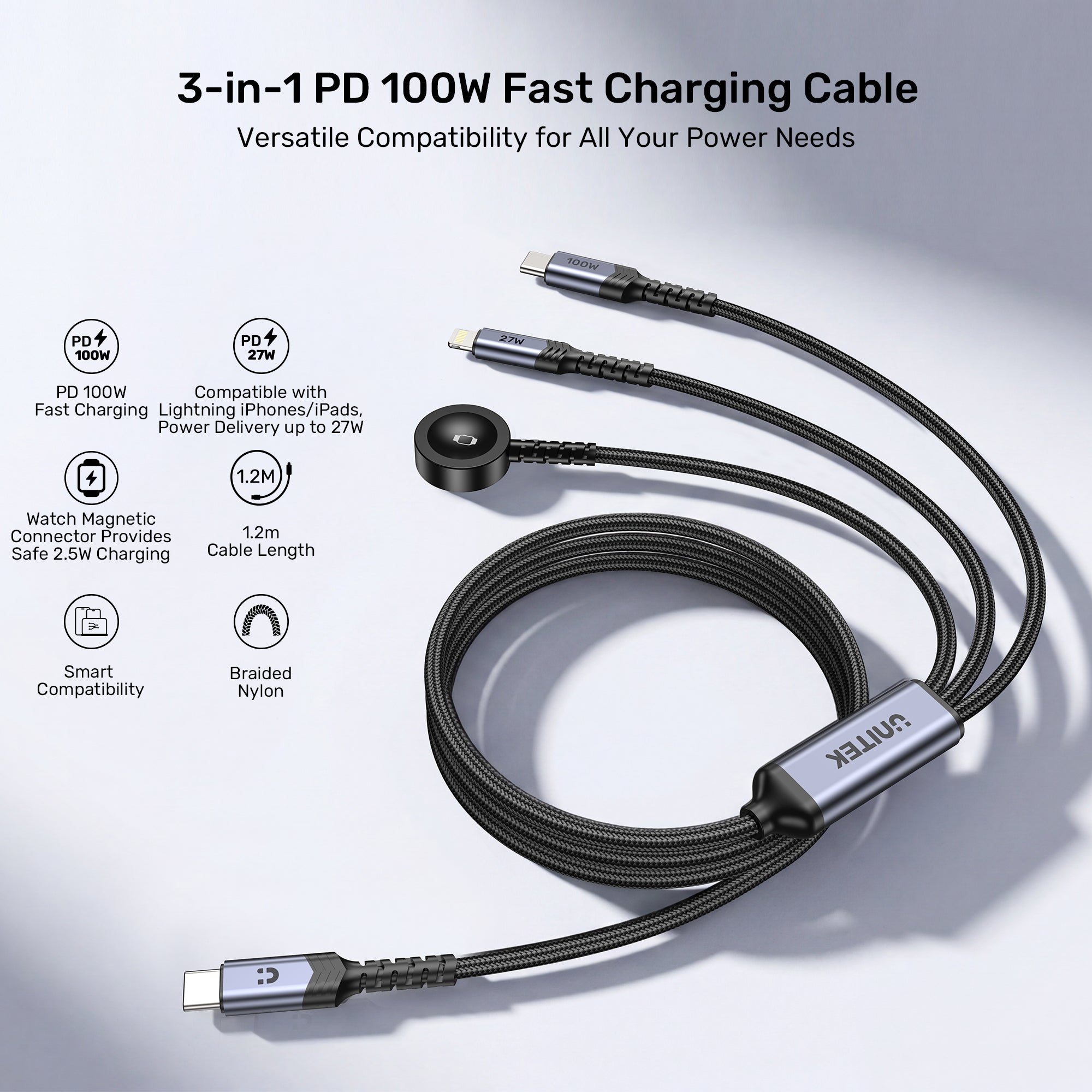 3-in-1 PD 100W Fast Charging Cable