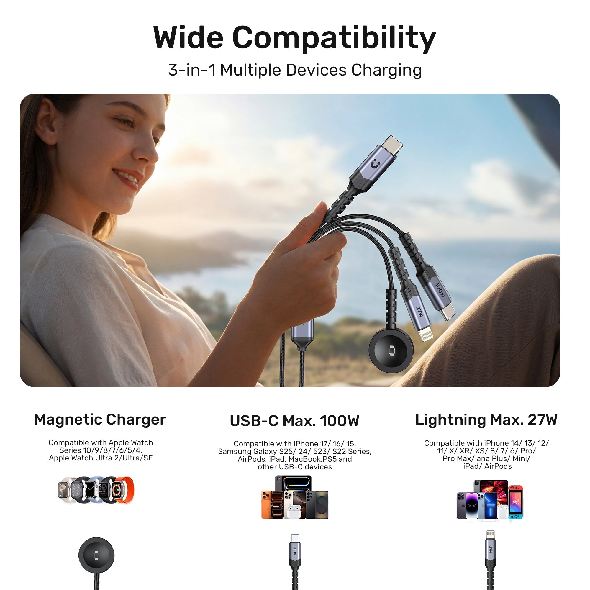 3-in-1 PD 100W Fast Charging Cable