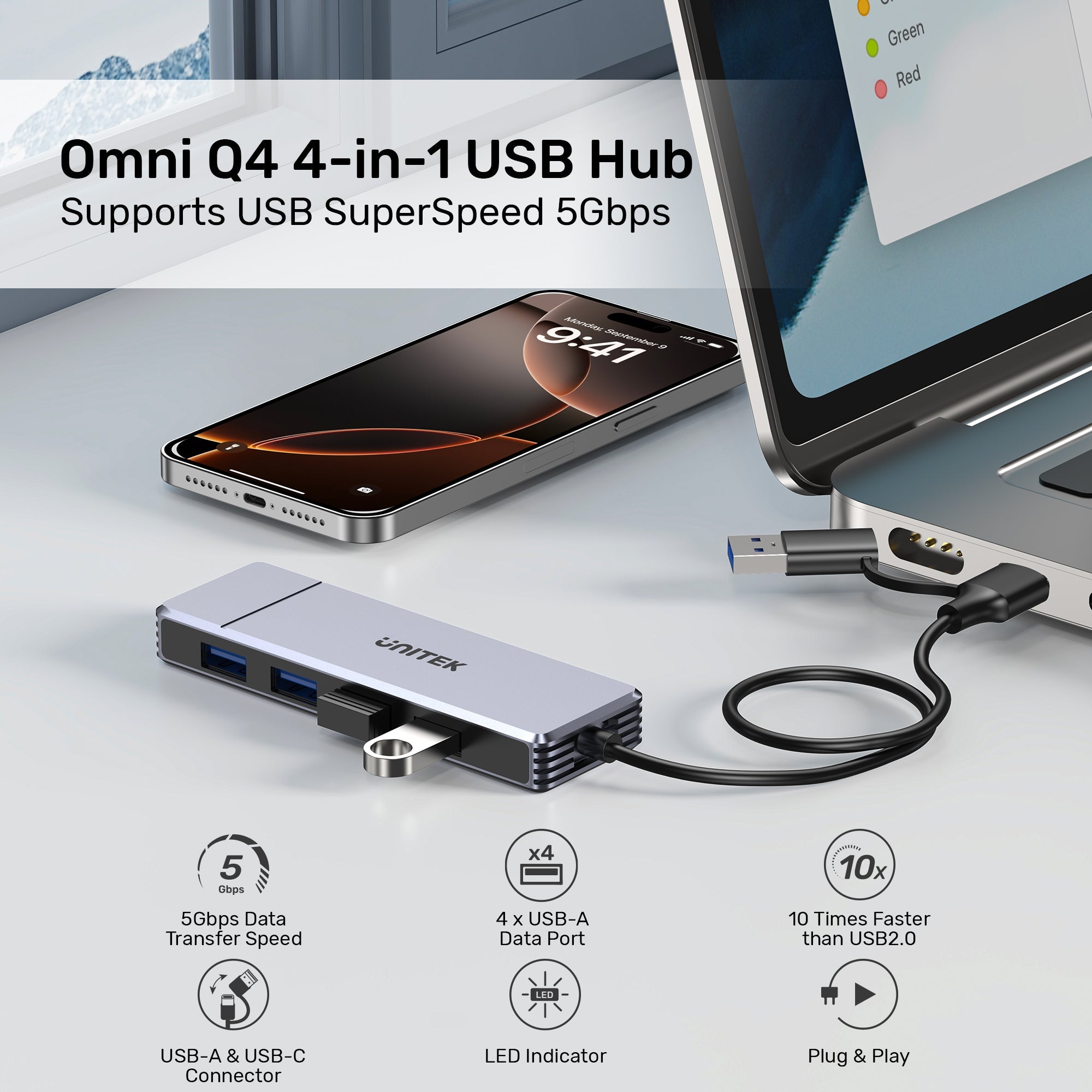 Omni Q4 4-in-1 USB Hub