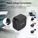 TRAVEL TRI GaN 3 Ports 66W Charger with USB PD and QC 3.0 in Black (Travel Charger)