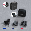 TRAVEL QUAD GaN 4 Ports 100W Charger with USB PD and QC 3.0 in Black (Travel Charger)