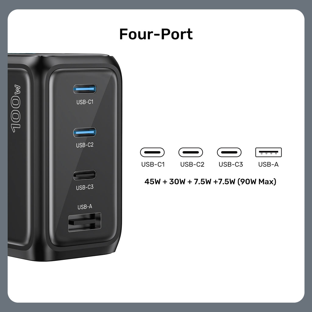 Rexo 100W 4-Port GaN Charger with Smart Display