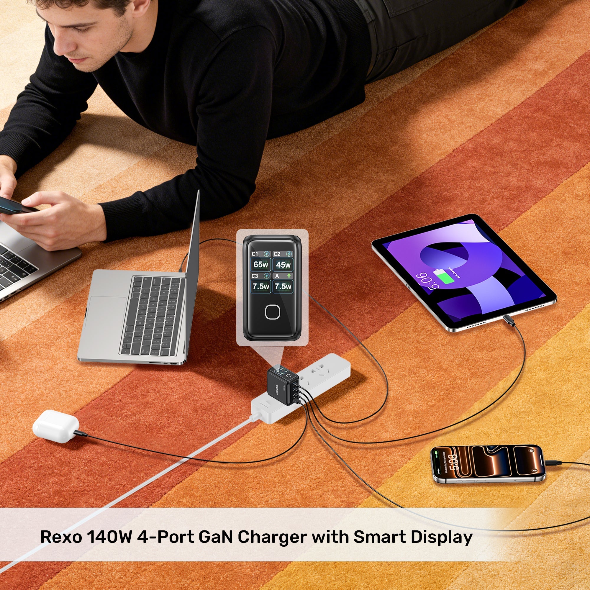 Rexo 140W 4-Port GaN Charger with Smart Display