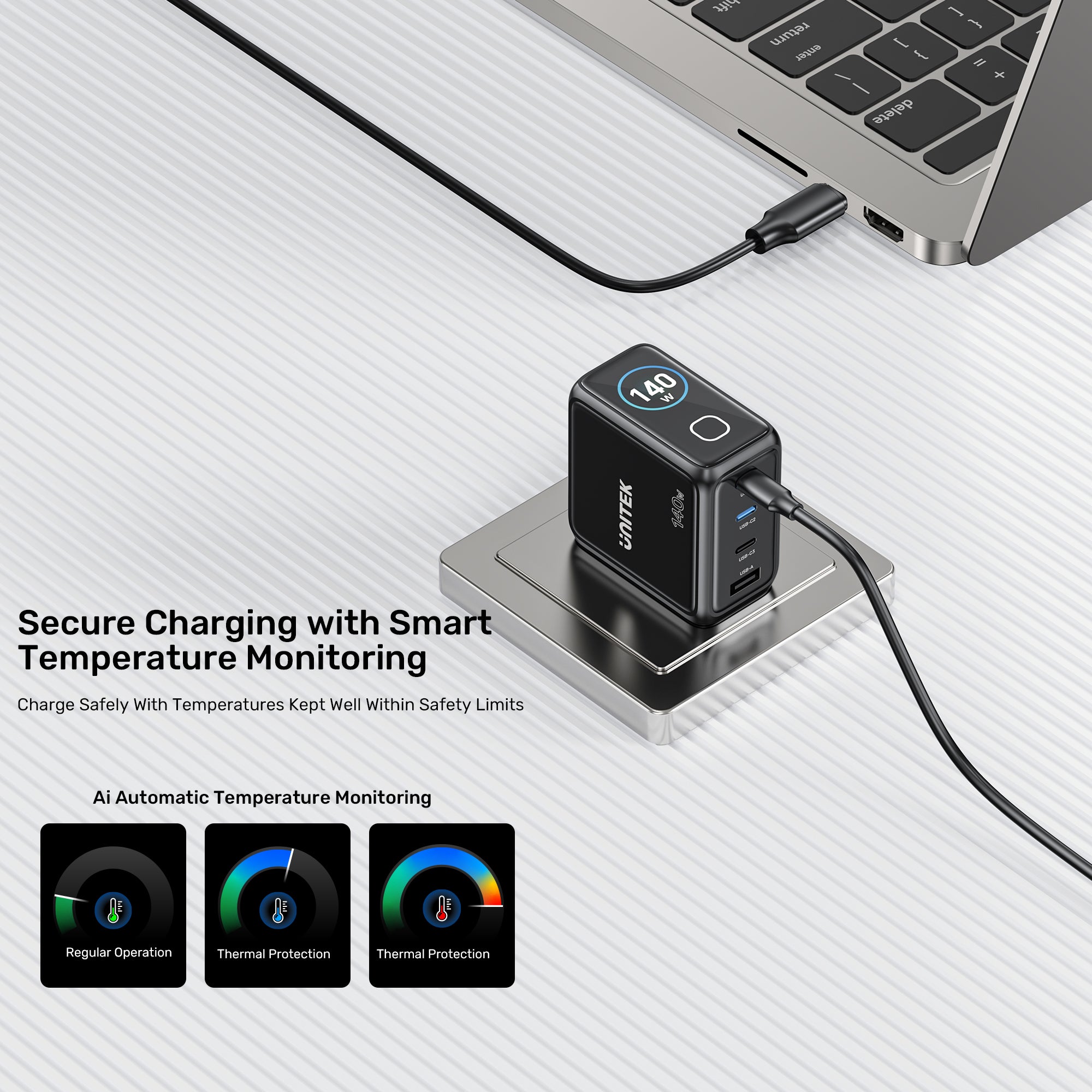 Rexo 140W 4-Port GaN Charger with Smart Display