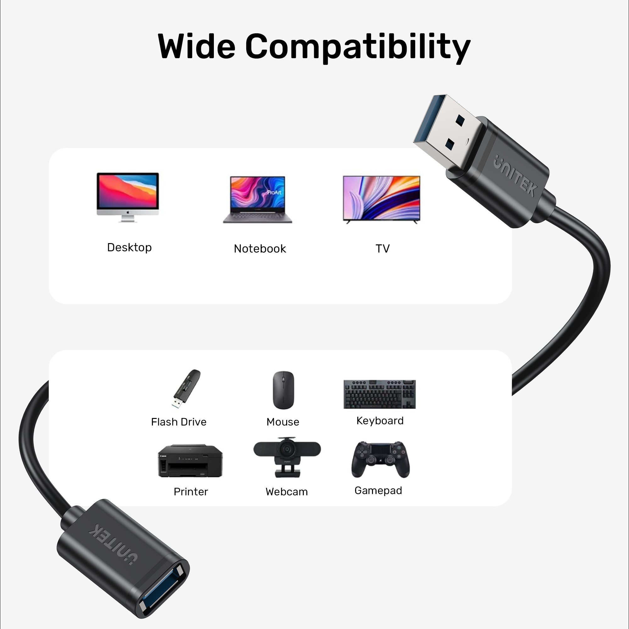 USB3.0 Male to Female Extension Cable