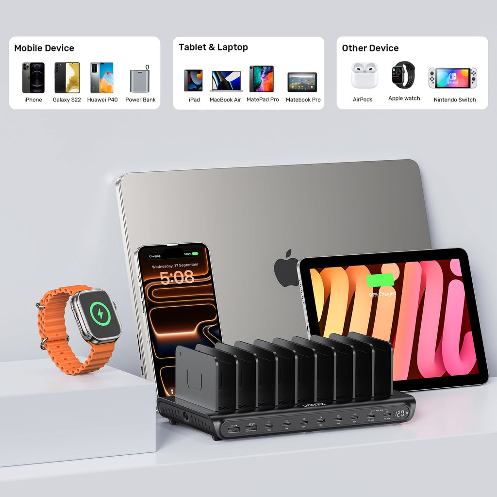 uCharge 120W 10-Port USB Smart Charging Station