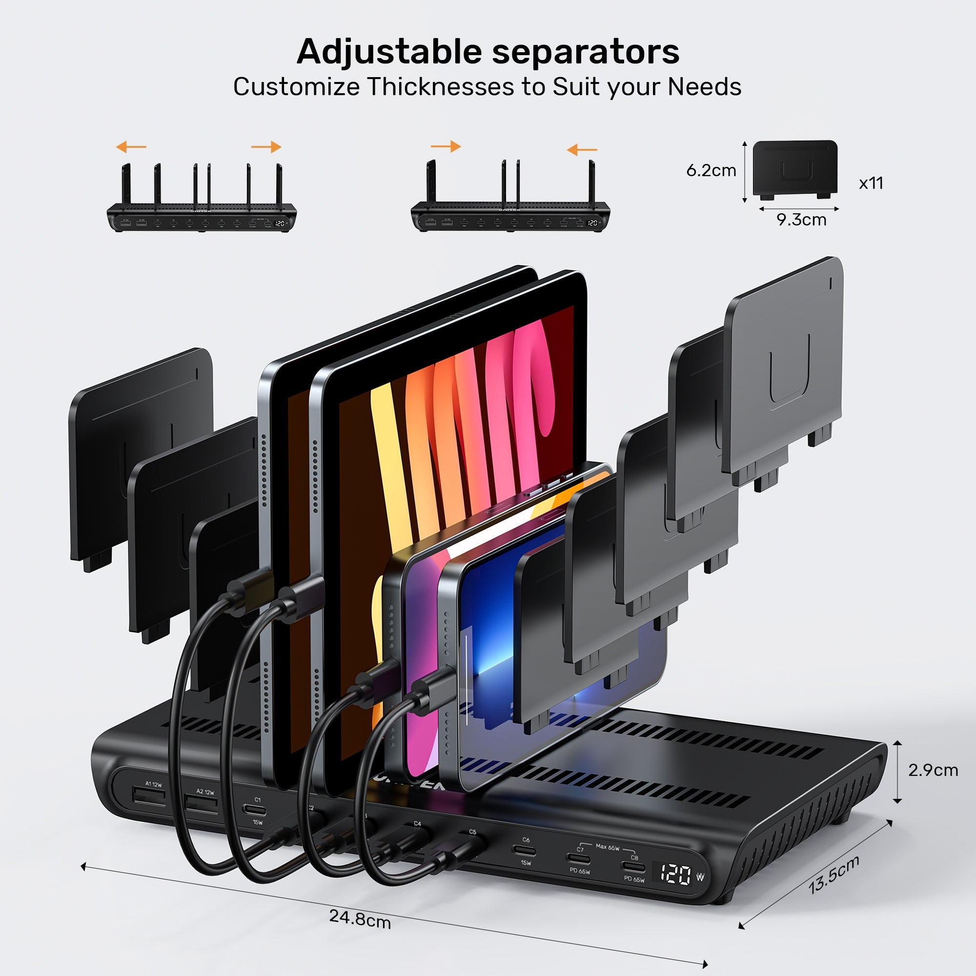 uCharge 120W 10-Port USB Smart Charging Station