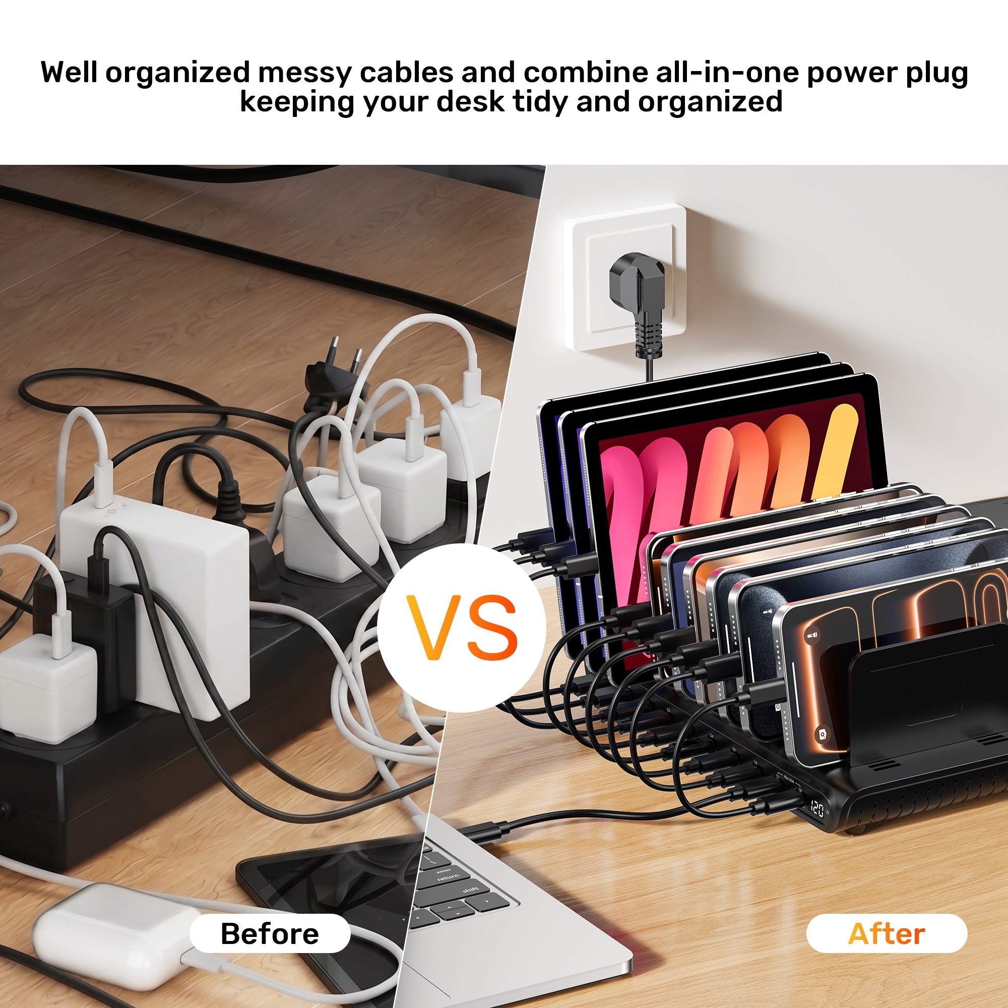 uCharge 120W 10-Port USB Smart Charging Station