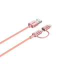 2-in-1 USB 2.0 to Micro USB Multi Charging Cable with Lightning Adapter in Rose Gold