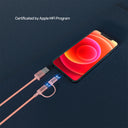 2-in-1 USB 2.0 to Micro USB Multi Charging Cable with Lightning Adapter in Rose Gold