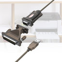 USB to Serial RS232 Cable with DB9F to DB25M Adapter